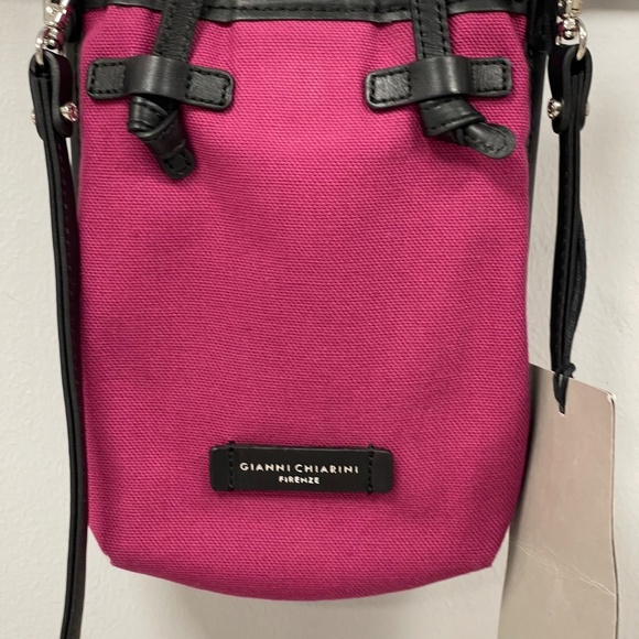 Gianni Chiarini Marcella Phone Crossbody Bag w/ Leather Trim - Pink -NWT - Picture 1 of 8